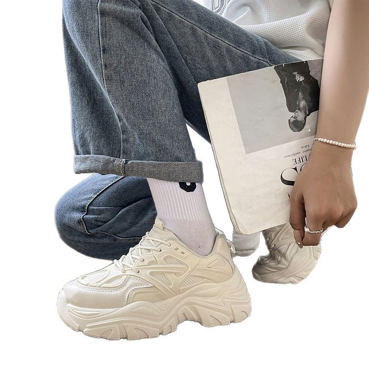 Damen modische Chunky Sneakers mit atmungsaktivem Obermaterial und ergonomischer Sohle EB