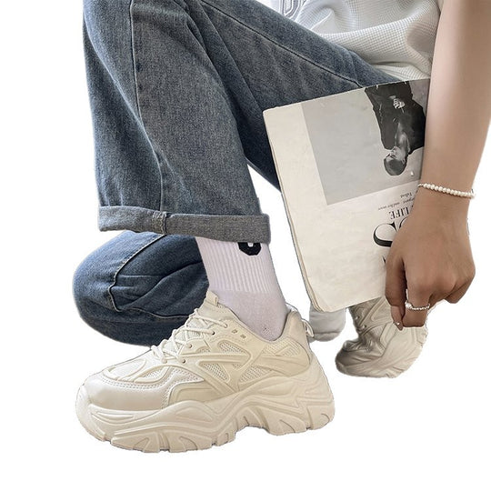 Damen modische Chunky Sneakers mit atmungsaktivem Obermaterial und ergonomischer Sohle EB