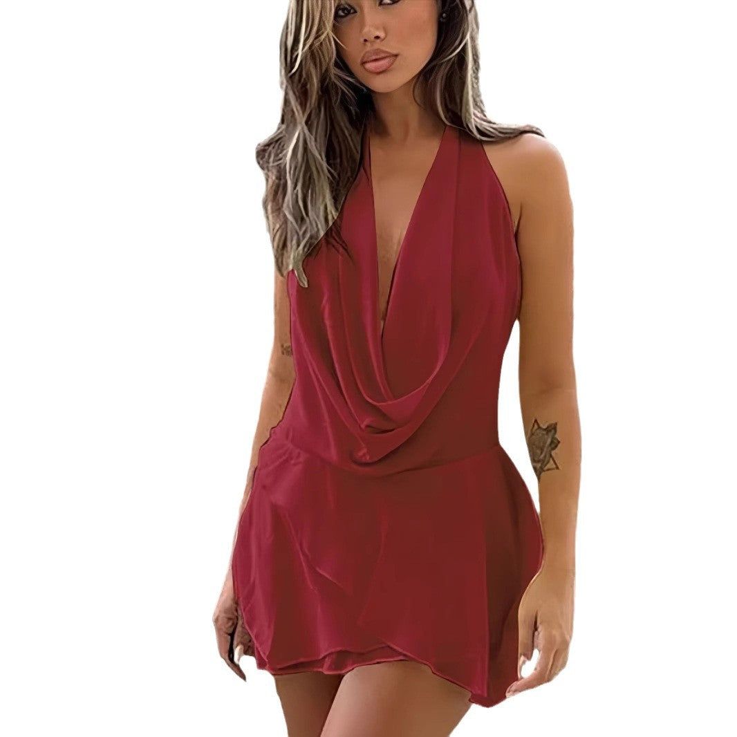 Damen Elegantes und luftiges Etuikleid mit tiefem Ausschnitt EB