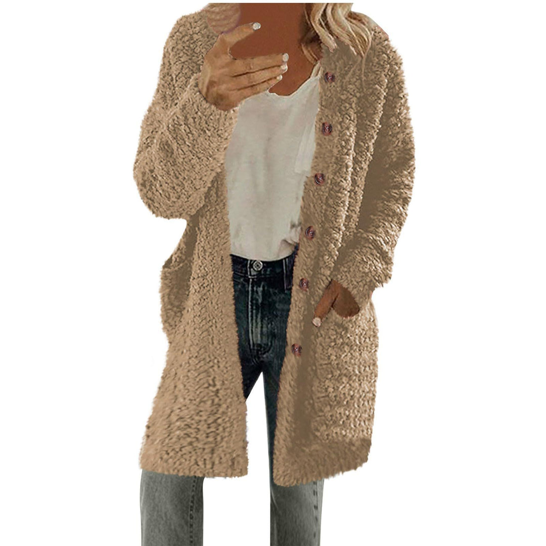 Damen Oversized Fleecejacke mit Knopfdetails und praktischen Taschen EB