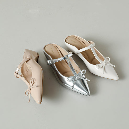 Damen Sling-Ballerinas mit eleganter Schleifen-Applikation und modischer Riemchenführung EB