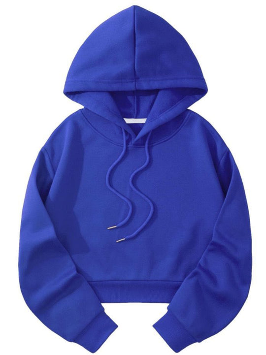 Damen nan cropped Kapuzenpullover mit weichem Fleece‑Innenfutter und elastischem Rippbund EB