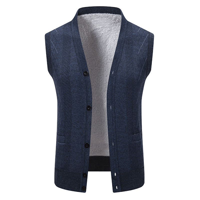 Herren Strickjacke mit klassischem V-Ausschnitt und feinem Zopfmuster EB