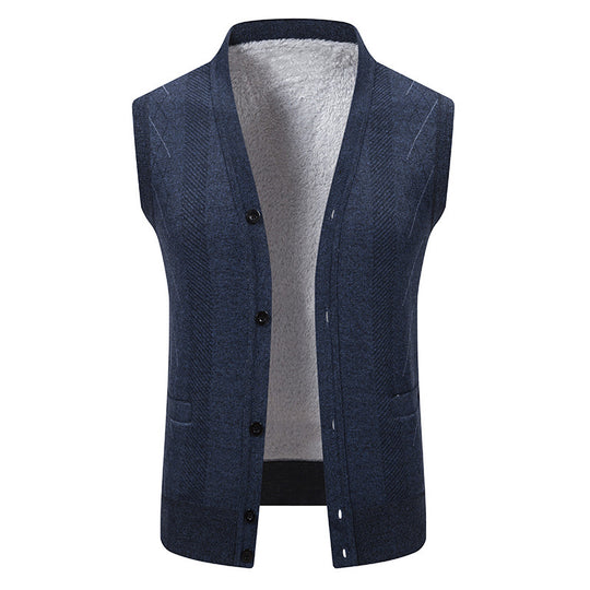 Herren Strickjacke mit klassischem V-Ausschnitt und feinem Zopfmuster EB