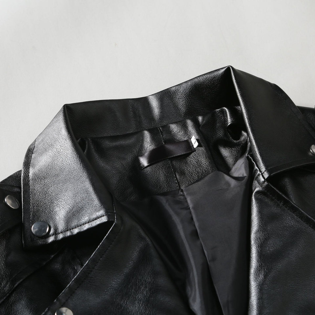 Herren Leder Bikerjacke mit Utility-Taschen