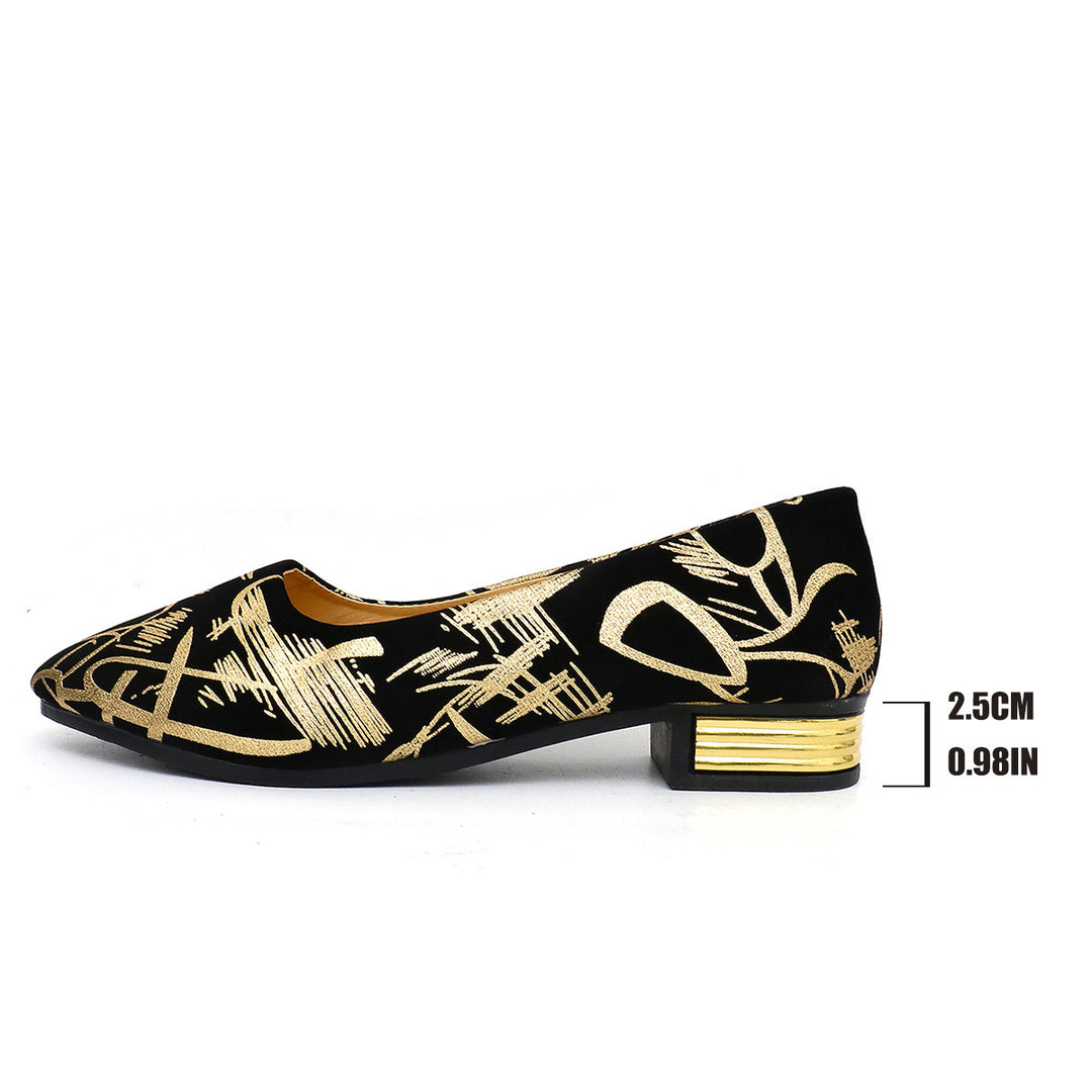 Damen Elegante Ballerinas mit extravaganten Goldakzenten EB