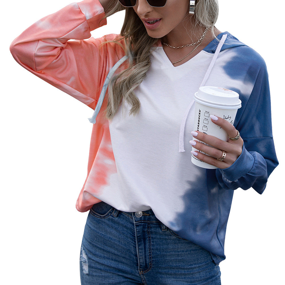 Damen lässiger Kapuzenpullover im modischen Tie-Dye-Design EB