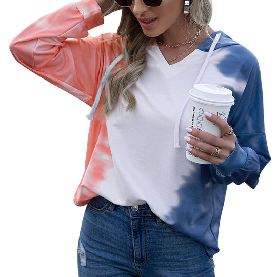 Damen lässiger Kapuzenpullover im modischen Tie-Dye-Design EB