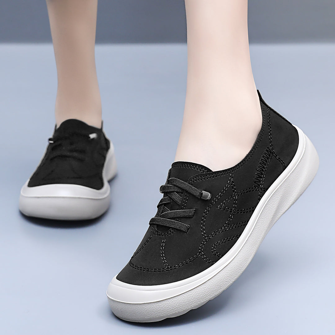 Damen Leichte und atmungsaktive Sneakers mit elastischen Schnürsenkeln EB