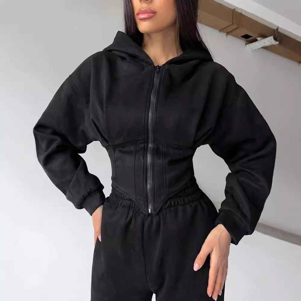 Damen Urbaner Kapuzen-Jumpsuit mit funktionellen Details EB
