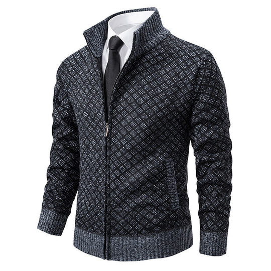 Herren stilvolle Strickjacke mit hochwertigem Zipper EB