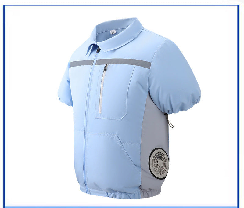 Unisex nan leichte kurzarm Kühljacke mit integrierten Lüftern und Akku R&B