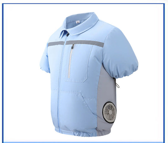 Unisex nan leichte kurzarm Kühljacke mit integrierten Lüftern und Akku R&B
