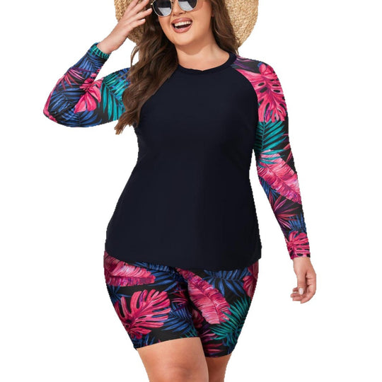 Damen UV-Schutz Badeanzug-Set mit ärmellosem Oberteil und kurzen Hosen EB