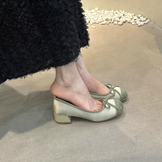 Damen Ballerinas mit glänzender Oberfläche und niedlichem Schleifen-Detail EB