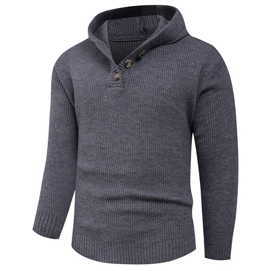 Herren Strickpullover mit hochabschließendem Kragen und Knopfdetails EB