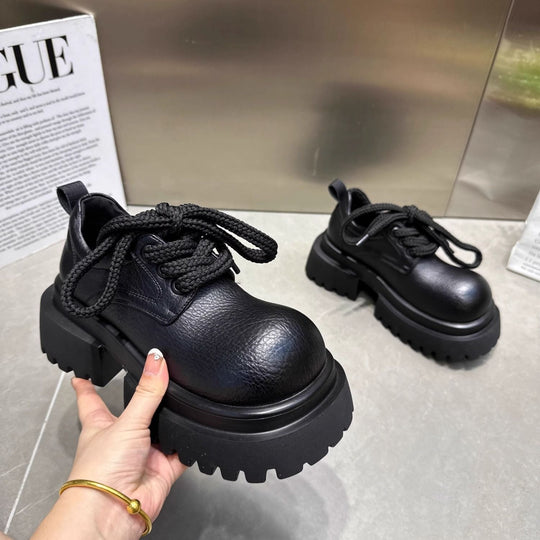 Damen modische Schnürboots mit robustem Plateau und rutschfester Sohle EB