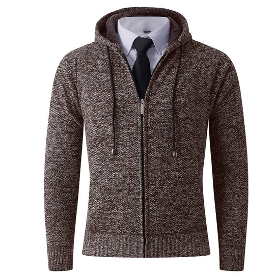 Herren modische Strickjacke mit Kapuze und Reißverschluss EB