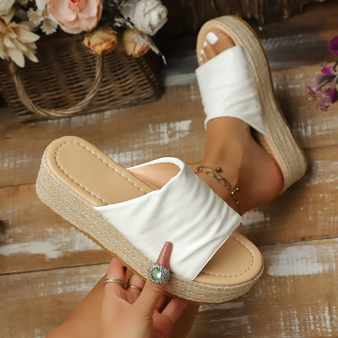 Damen Wedge-Pantoletten mit geschmeidiger Satin-Oberfläche und bequemer Sohle EB
