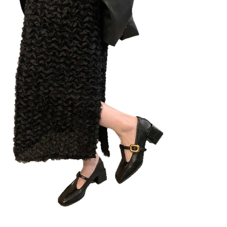 Damen elegante Mary Jane Pumps mit auffälliger Schnalle EB