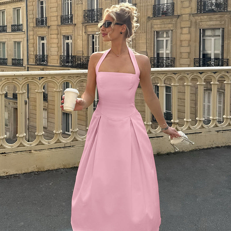 Damen Edles Maxikleid mit quadratischem Ausschnitt und schmalem Taillenband EB