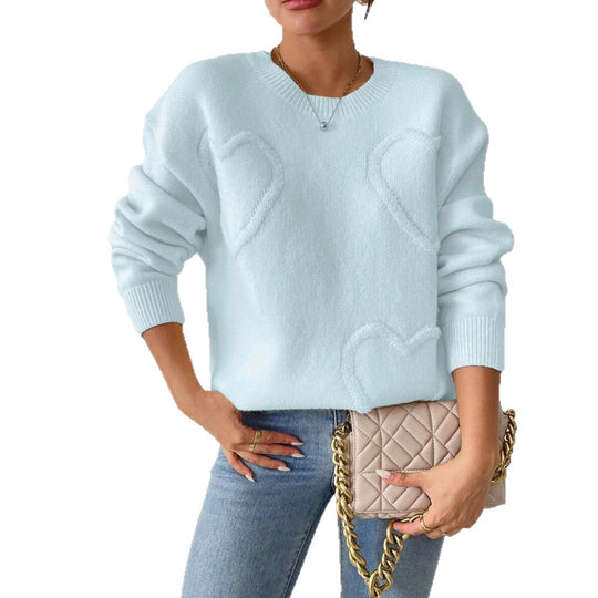 Damen Strickpullover mit Herzoptik und lässigem Schnitt EB