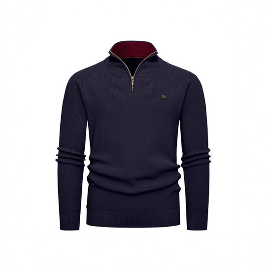 Herren Strickpullover mit Stehkragen und Reißverschluss EB