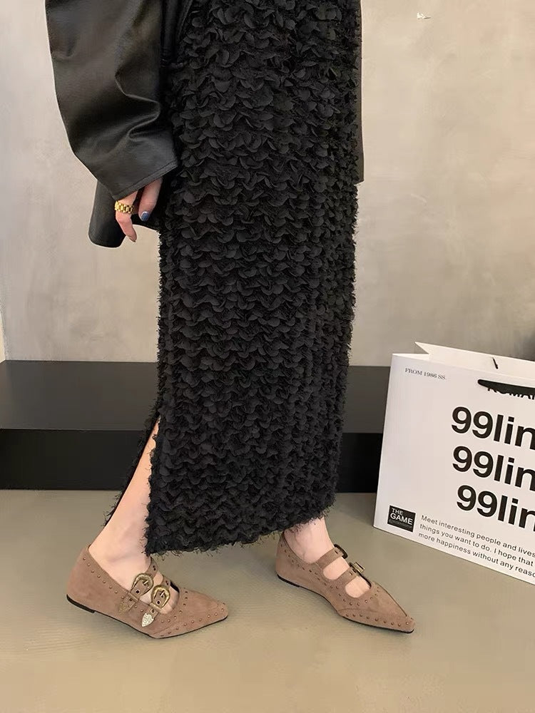 Damen Ballerina-Schuhe mit dekorativen Riemchen und funkelndem Detail EB