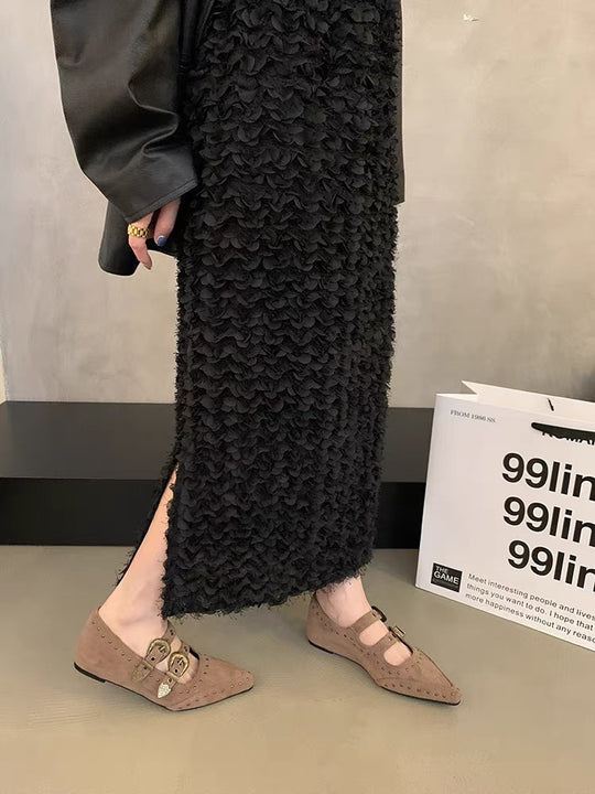 Damen Ballerina-Schuhe mit dekorativen Riemchen und funkelndem Detail EB