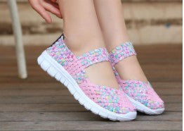 Damen nan elastischer Mary-Jane-Riemchen-Komfortschuh mit gewebtem Stretch-Obermaterial und flexibler Leichtsohle EB