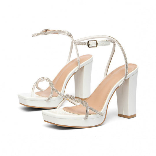 Damen Plateau-Sandalen mit funkelnden Riemen und stabilen Blockabsätzen EB