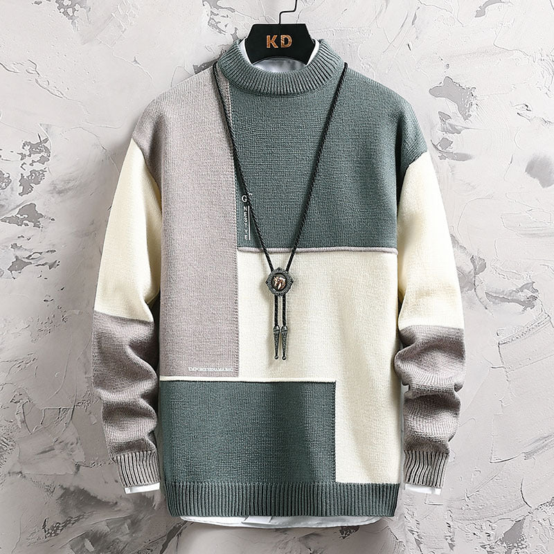 Herren hochwertiger Rollkragenpullover mit modernem geometrischem Design EB