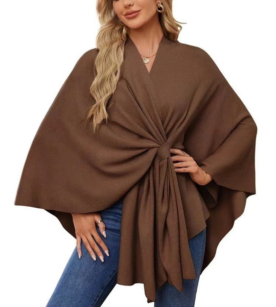Damen Eleganter Wickelpullover mit asymmetrischem Schnitt EB