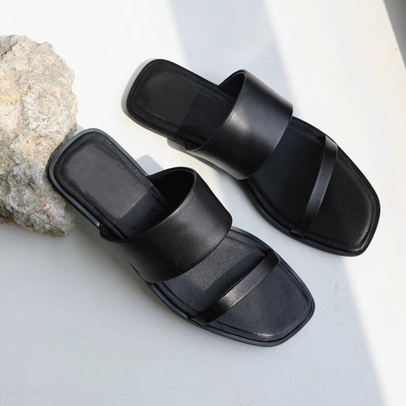 Damen Komfortable Zehentrenner-Sandalen mit breiten Riemen und ergonomischem Fußbett EB