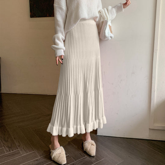 Damen Plisseerock mit voluminösem Saum EB