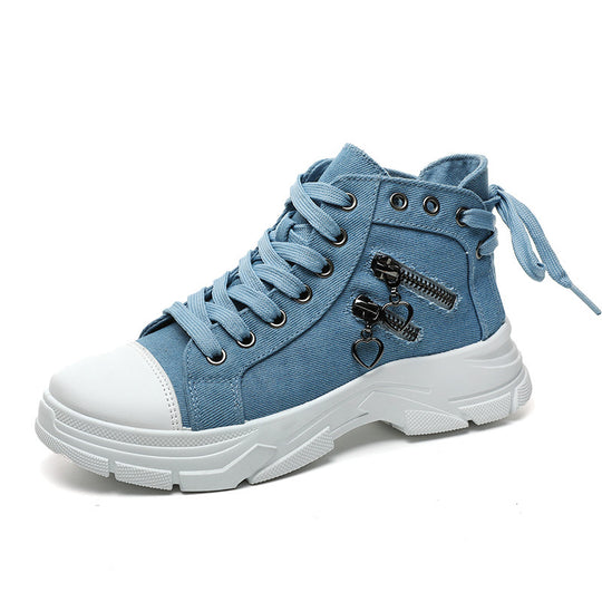 Damen modische High-Top Sneakers mit Reißverschluss und robustem Profil EB