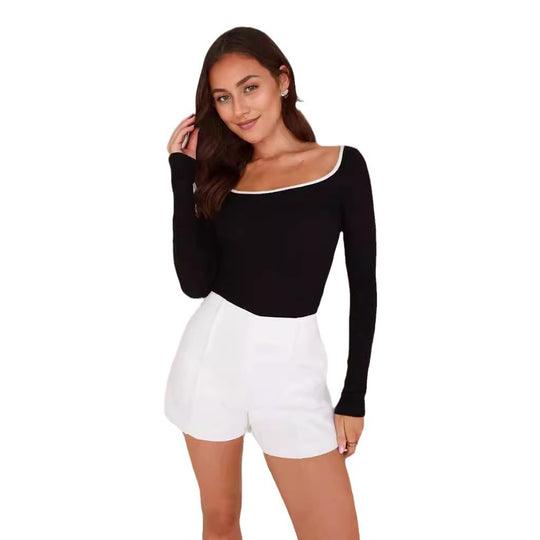 Damen Enganliegender High-Waist Minirock mit seitlichem V-Schlitz und Business-inspirierten Abnähern EB