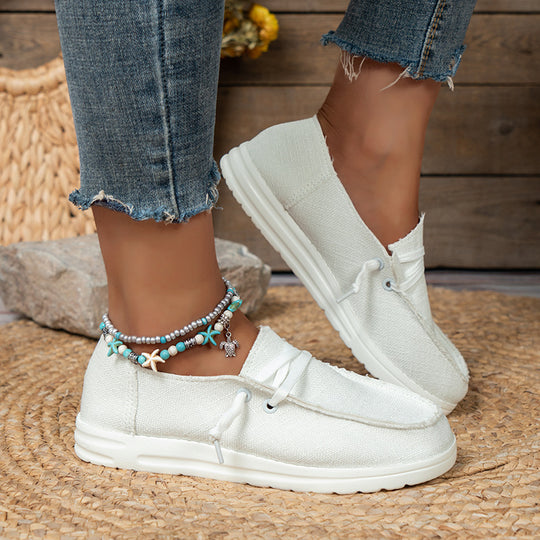 Damen  lässige Leinen-Slipper mit gepolstertem Memory-Fußbett und rutschfester Flexsohle EB