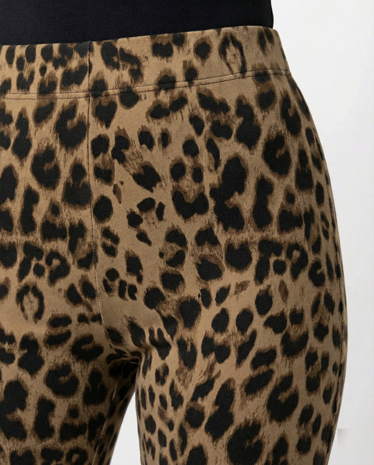 Damen Flared Leggings mit trendigem Leopardenmuster EB