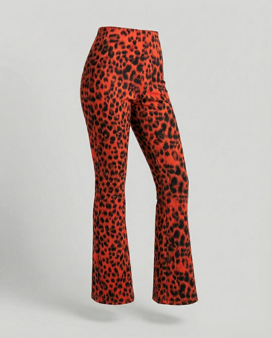 Damen Flared Leggings mit trendigem Leopardenmuster EB