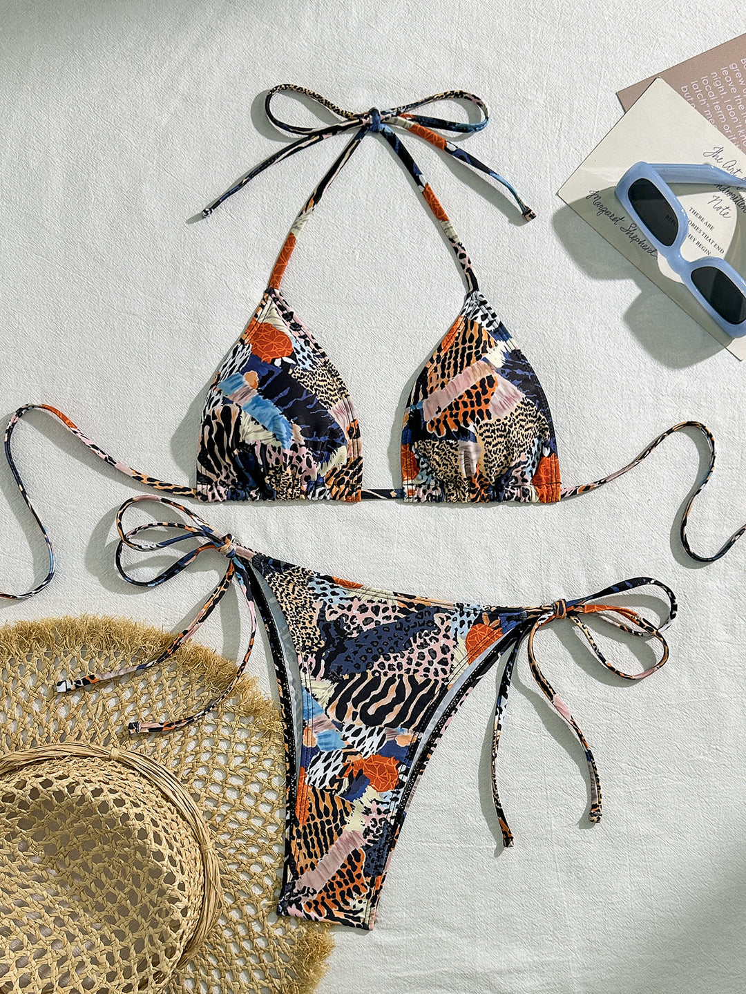 Damen Triangel-Bikini mit modischem Tiermuster EB