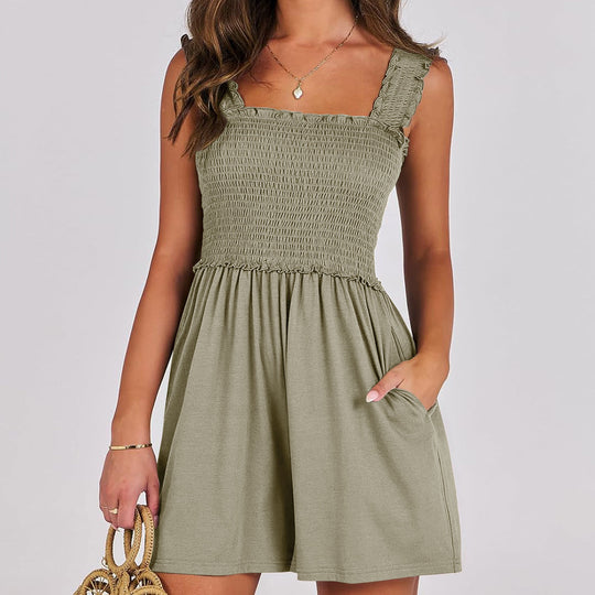 Damen verführerisches Sommerkleid mit Rüschendetails und praktischen Taschen EB