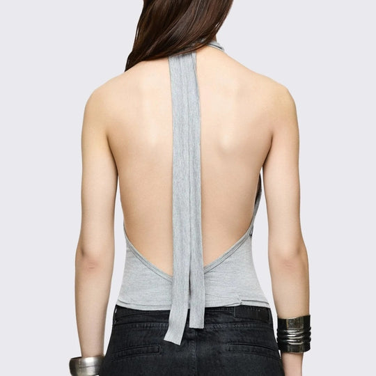 Damen Figurumspielendes Choker-Top mit raffinierten Ösen EB