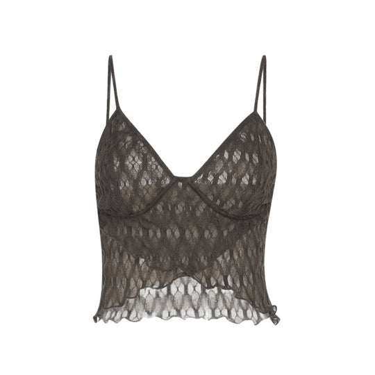 Damen lässiges Spaghettiträger-Top mit raffiniertem Rüschendesign EB