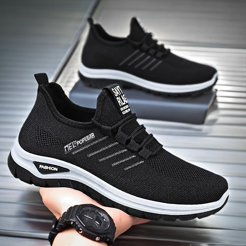 Damen nan ultraleichter Strick-Sport-Sneaker mit Elastikeinstieg, stoßdämpfender Plateau-Zwischensohle und griffiger Profillaufsohle EB
