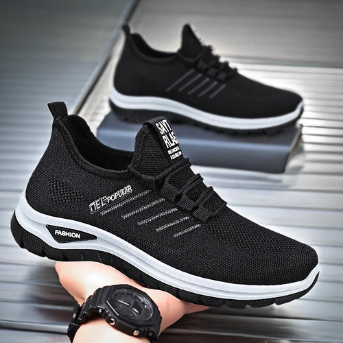 Damen nan ultraleichter Strick-Sport-Sneaker mit Elastikeinstieg, stoßdämpfender Plateau-Zwischensohle und griffiger Profillaufsohle EB