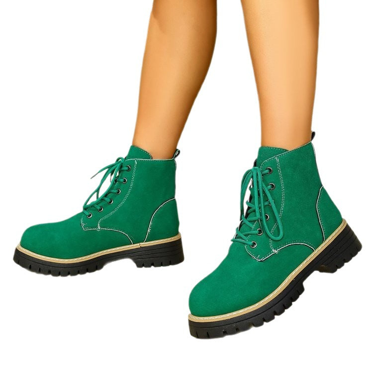 Damen nan Schnür-Stiefelette in Veloursoptik mit warmem Innenfutter, gepolstertem Schaft und robuster Profilsohle EB
