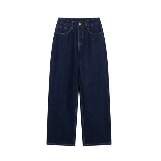 Damen nan hochgeschnittene, weit geschnittene Jeans mit geradem Bein und Fünf-Taschen-Details EB