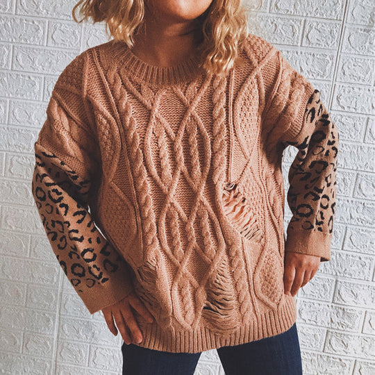 Damen lässiger Strickpullover mit modernem Muster und einzigartigen Details EB