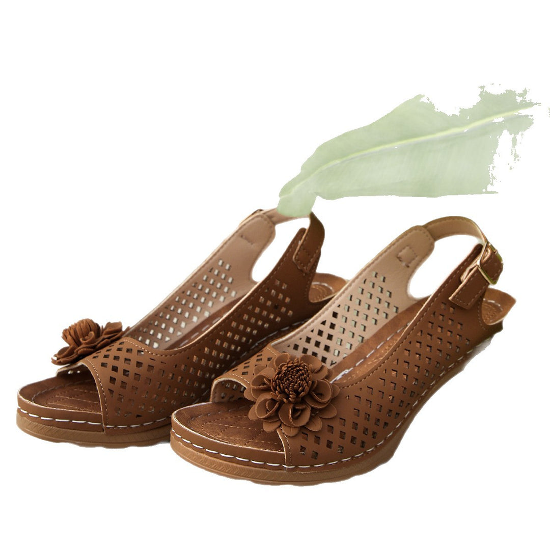 Damen Slingback-Pantoletten mit floralen Details EB